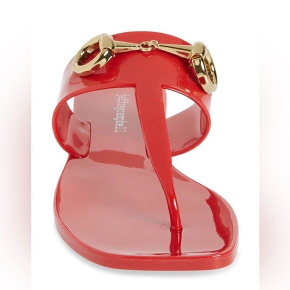 Revolve Jeffrey Campbell A Lil Bit Shiny Horsebit Jelly Thong Sandal NWOT - Picture 2 of 10